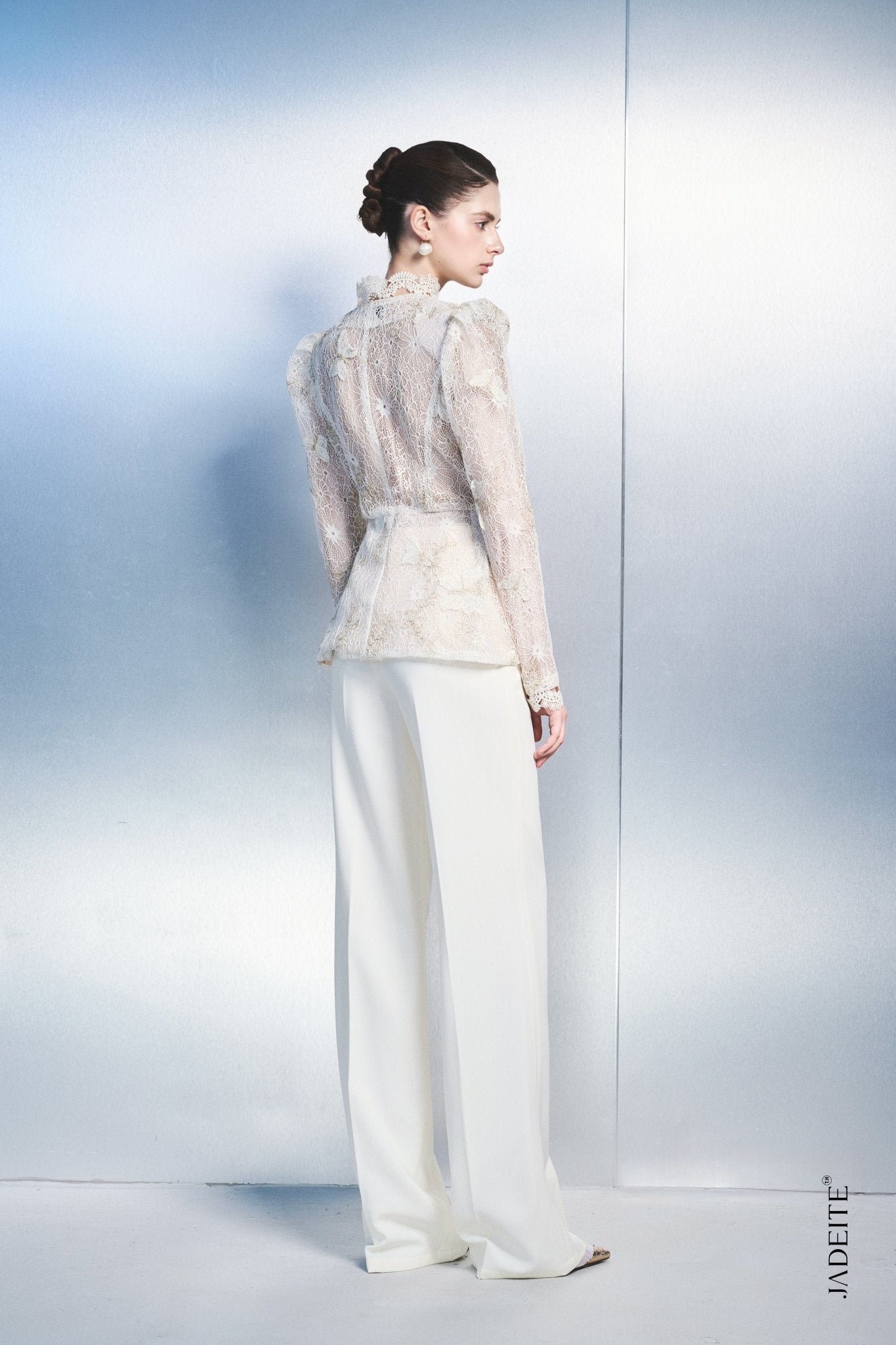 1. Women's White Lace Blazer – Elegant Long Sleeve Peplum Jacket - Jadeiteth