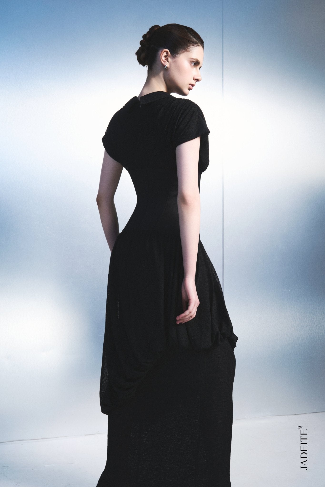 Black Draped Maxi Dress – Women's Formal Evening Gown - Jadeiteth