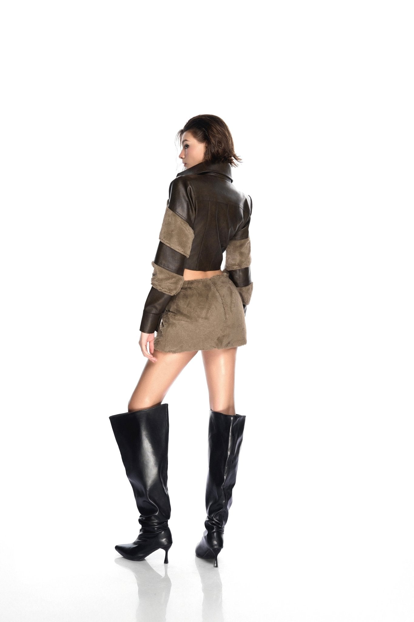 D Tex Leather Bomber & Tex Further Mini Skirt - Jadeiteth