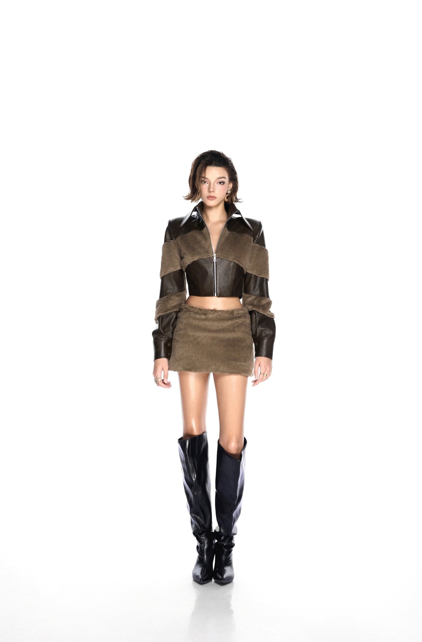 D Tex Leather Bomber & Tex Further Mini Skirt - Jadeiteth