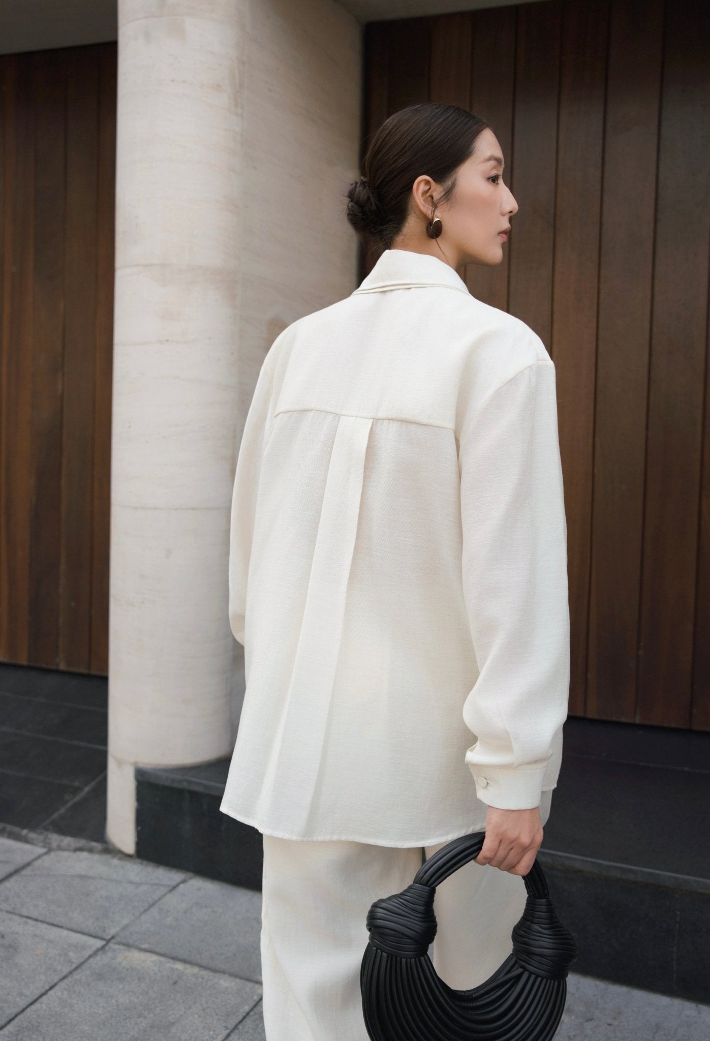 Double Collar Shirt x Linen Straight Trousers - Jadeiteth