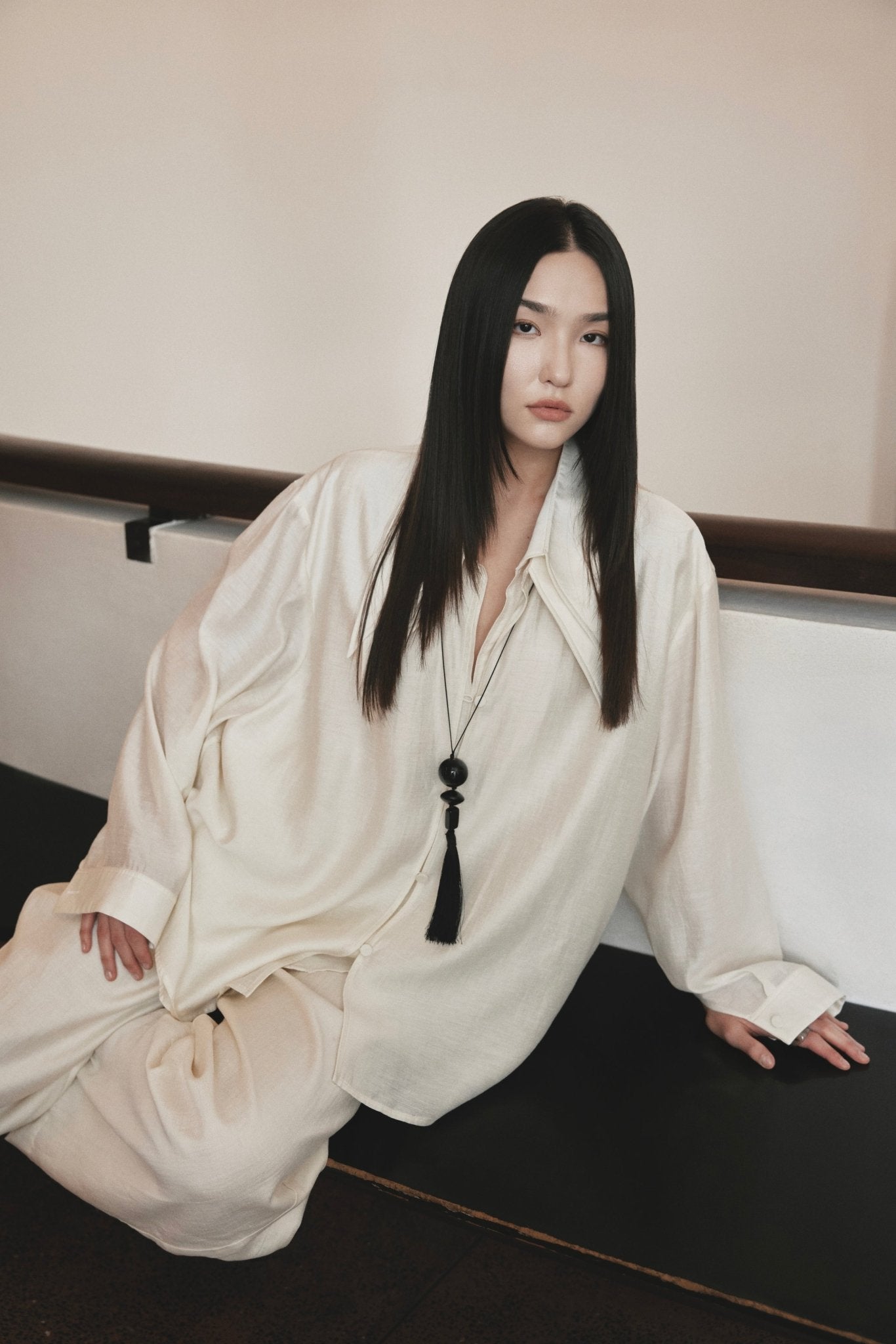 Double Collar Shirt x Linen Straight Trousers - Jadeiteth