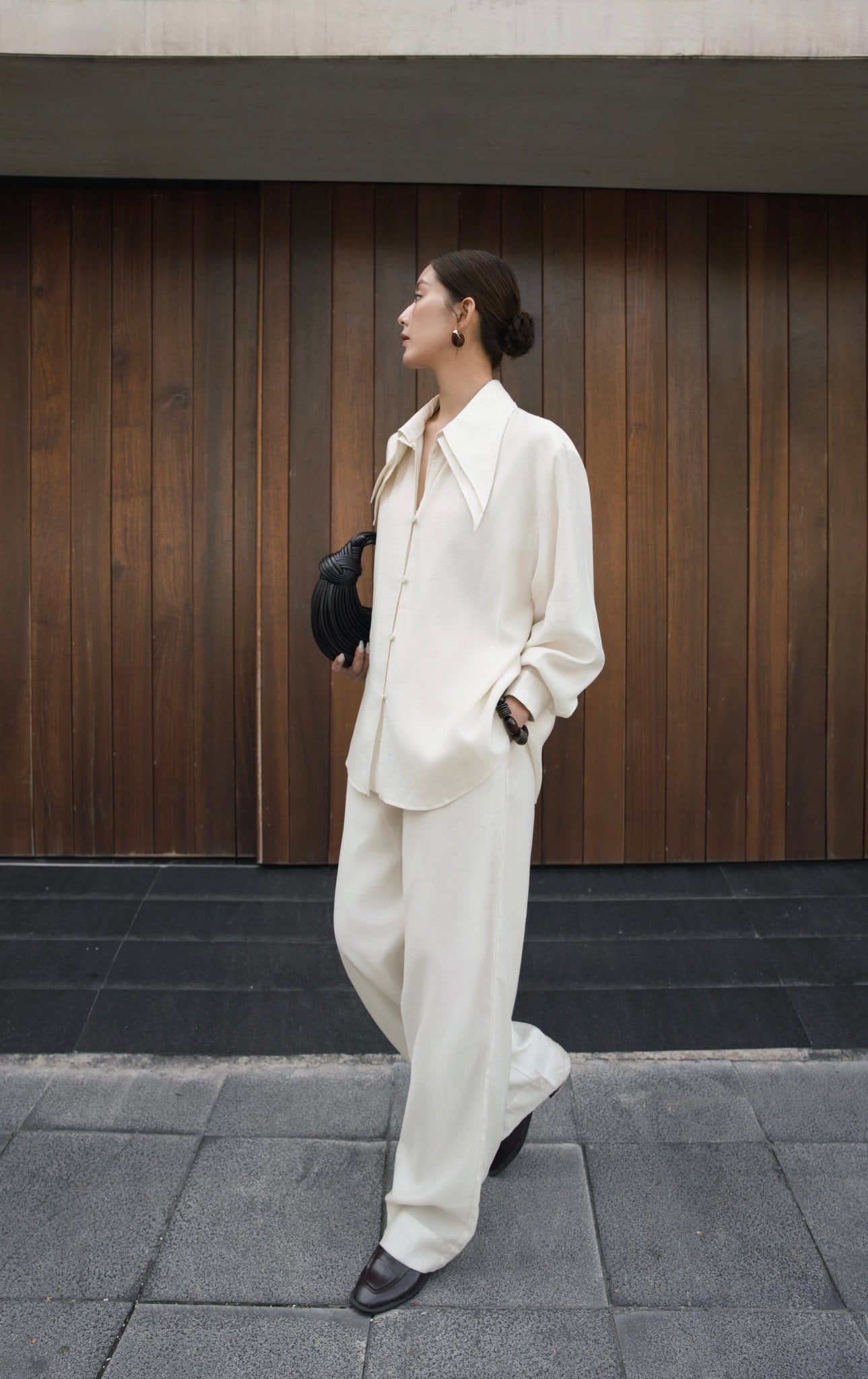 Double Collar Shirt x Linen Straight Trousers - Jadeiteth