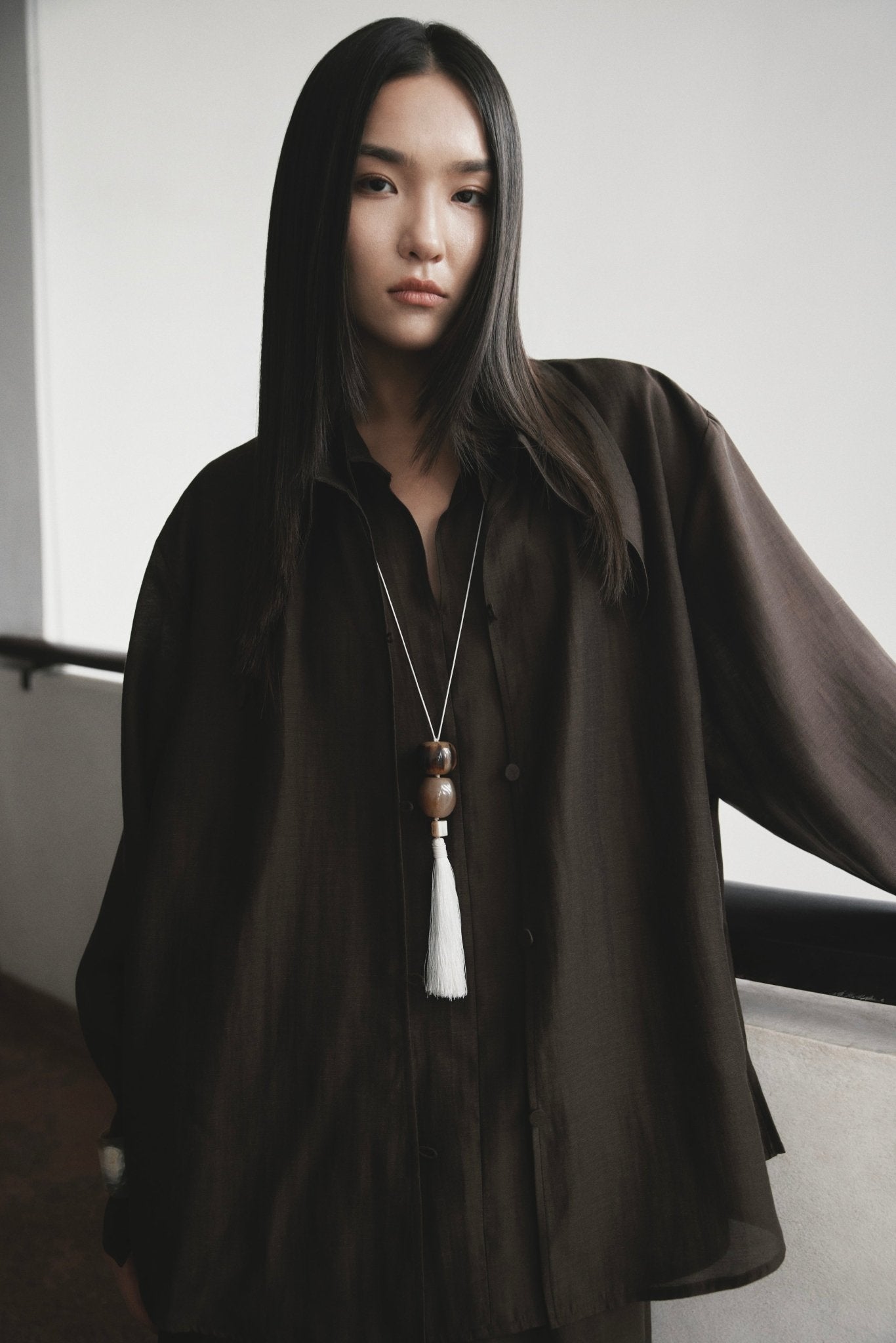 Double Collar Shirt x Linen Straight Trousers - Jadeiteth