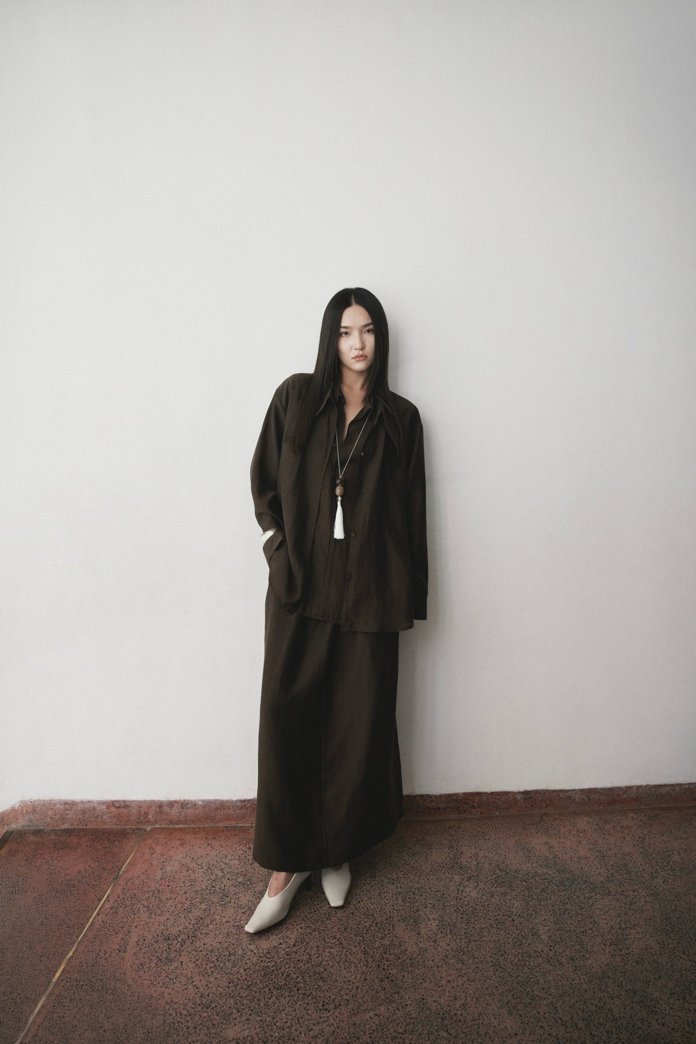 Double Collar Shirt x Linen Straight Trousers - Jadeiteth
