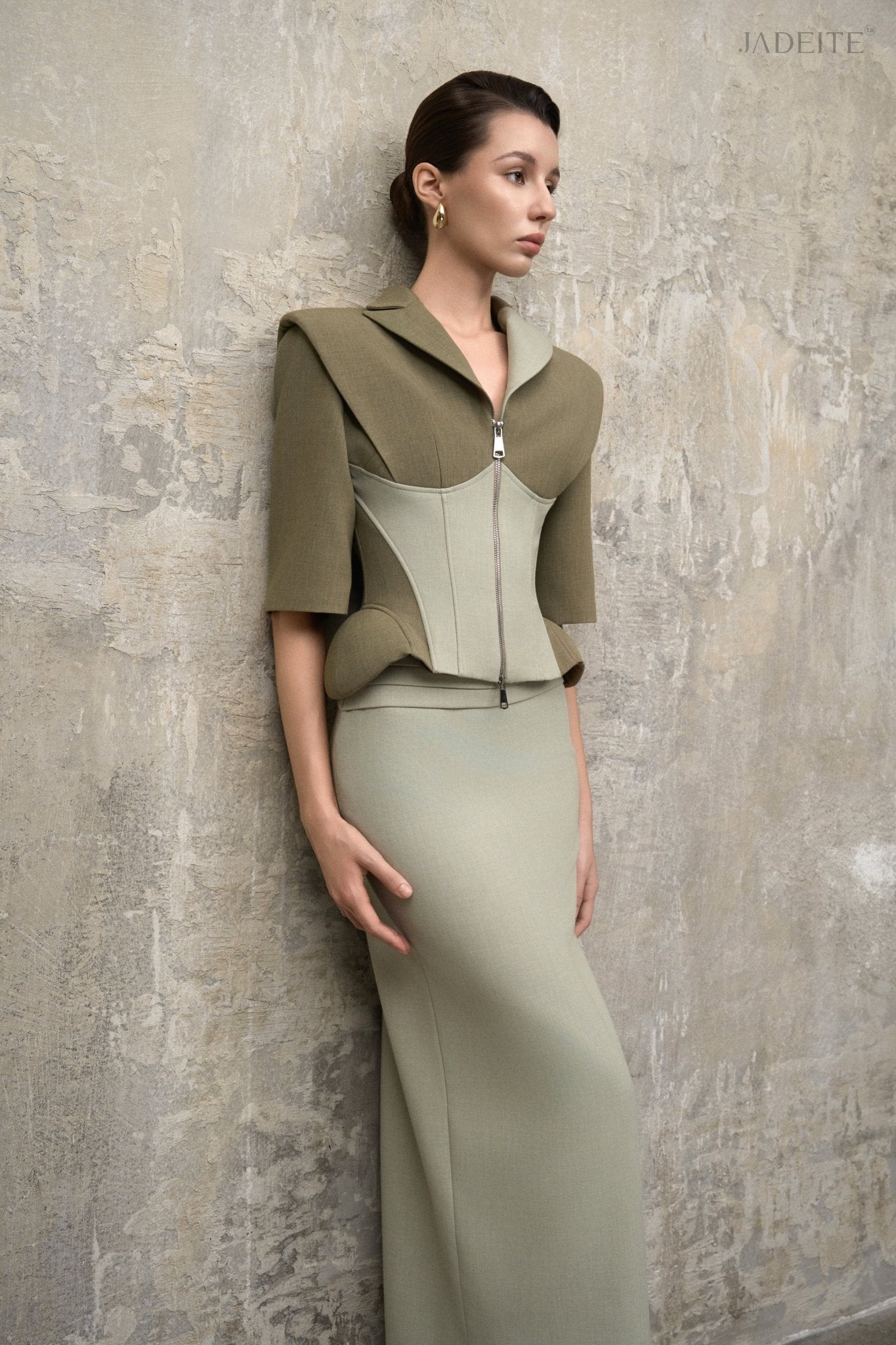 Mint Moss Corset Vest x Mint Pencil Skirt - Jadeiteth