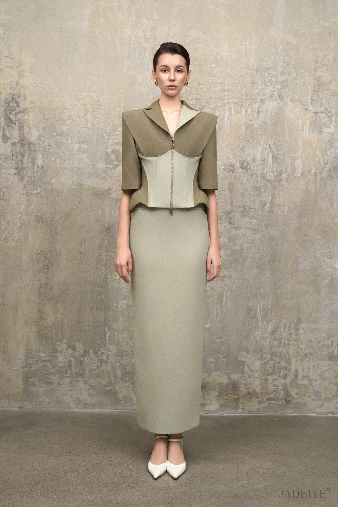Mint Moss Corset Vest x Mint Pencil Skirt - Jadeiteth