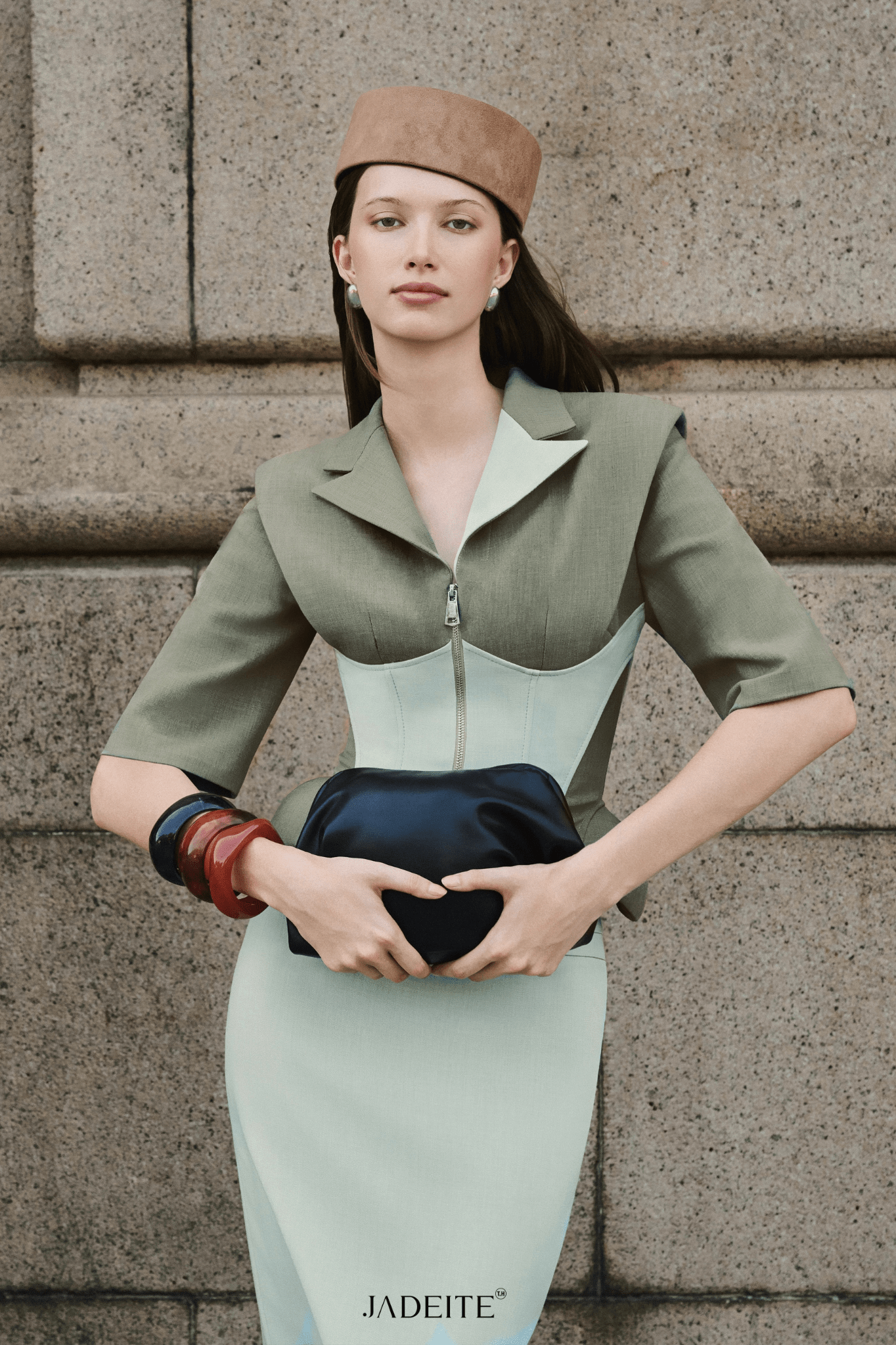 Mint Moss Corset Vest x Mint Pencil Skirt - Jadeiteth