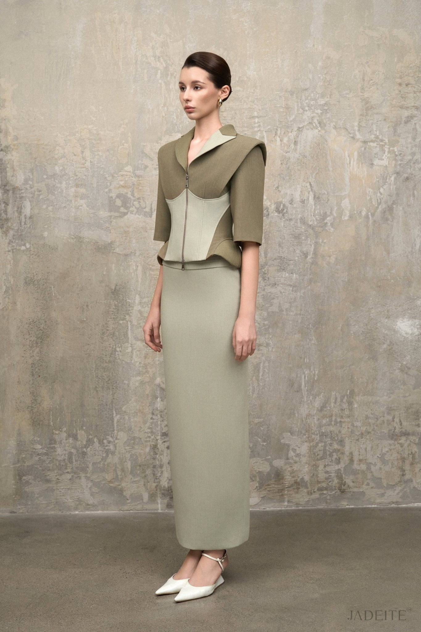 Mint Moss Corset Vest x Mint Pencil Skirt - Jadeiteth