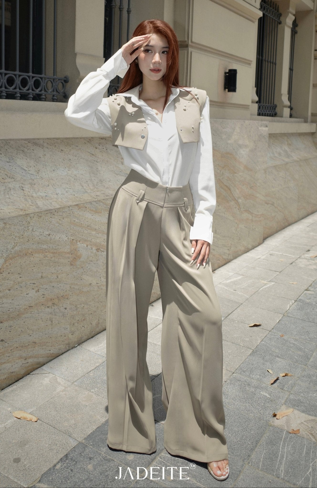 Scar Gile Croptop Planny White Skirt Sammy Moss Pants - Jadeiteth