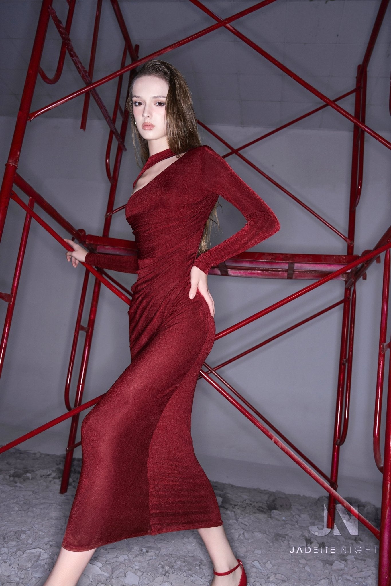 Shoulder wrap midi dress - Jadeiteth